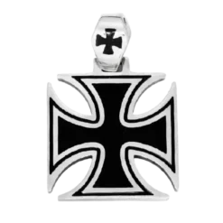 Detailansicht Edelstahl Anhänger Eisernes Kreuz mit polierter Oberfläche