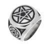 Edelstahlring mit Pentagramm – massiver Biker Ring aus Edelstahl